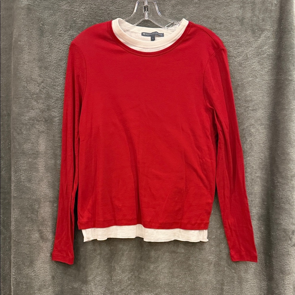 Elliott Lauren Crimson and Ivory Long Sleeve Tee